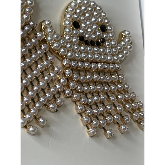 BaubleBar Boo Hoo Don’t Cry Dancing Ghost Pearl Halloween Earrings NEW White - Picture 4 of 9